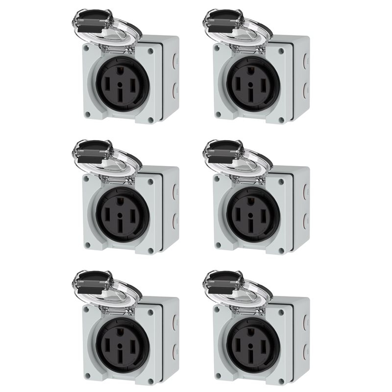 Outdoor Power Receptacle Box - ABVC 6X 50Amp stopcontactdoos, 125/250Volt NEMA
