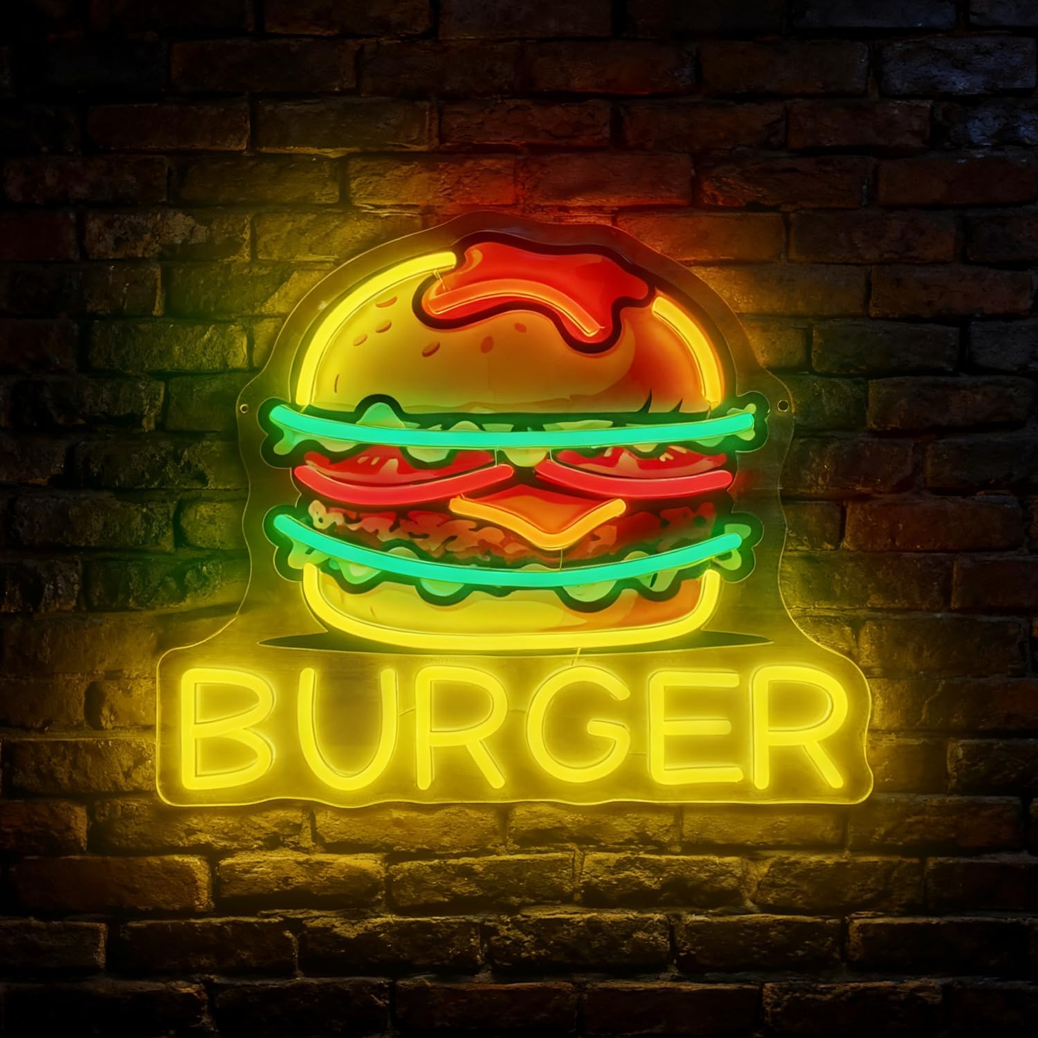 Outdoor Kitchen Power - Burger Neon Sign, LED Hamburgerborden voor