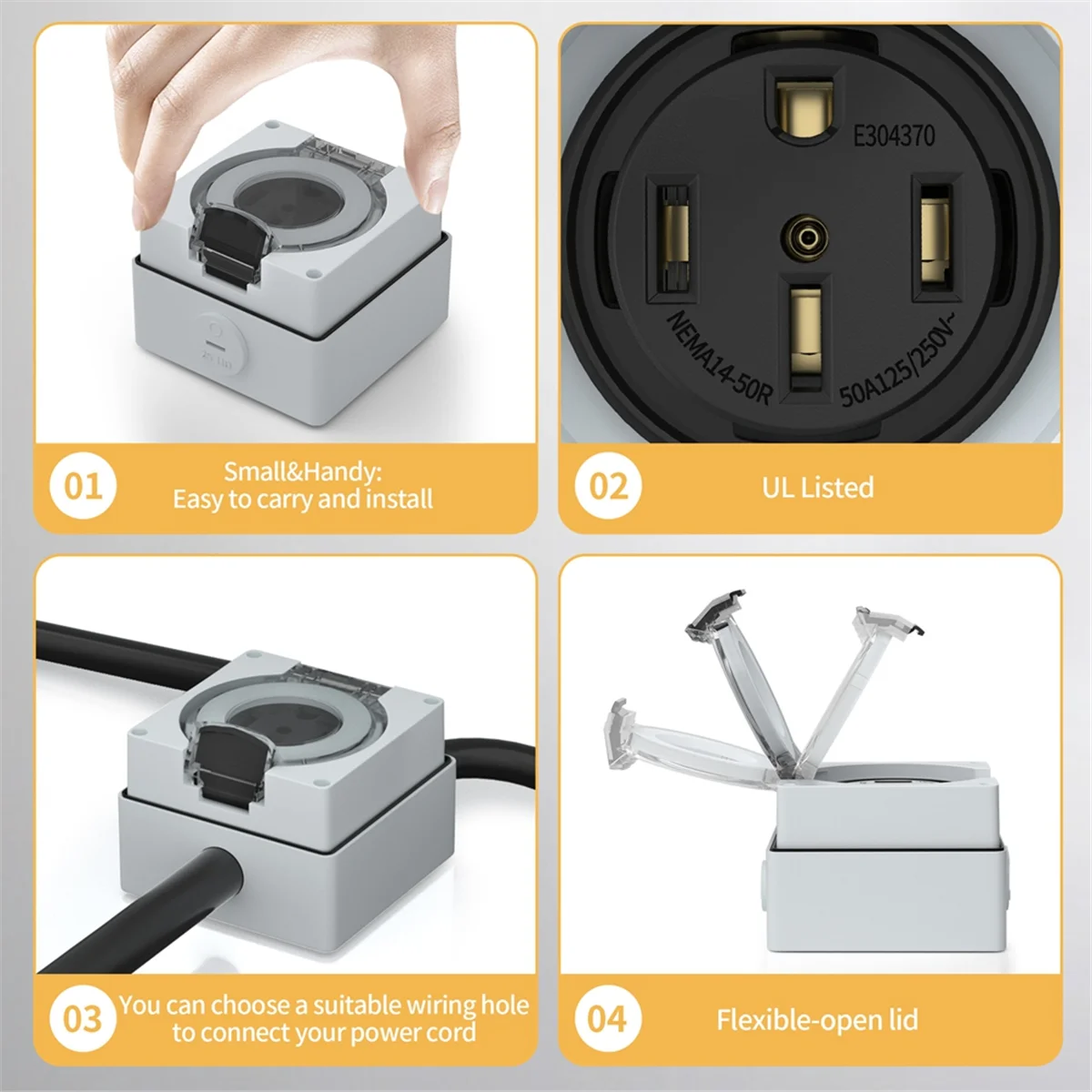 Outdoor Power Receptacle Box - AT16 50Amp stroomaansluitdoos, 125/250Volt NEMA 14-50R