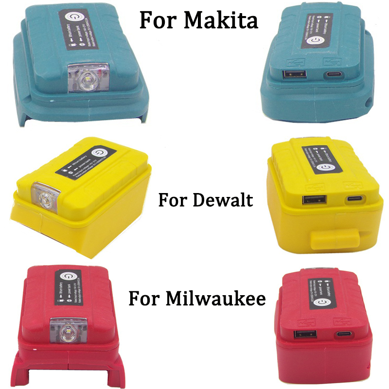 Outdoor Power Adapter Usb - LED Werklamp Lamp Stroombron Voor Makita/Dewalt/Milwaukee18V