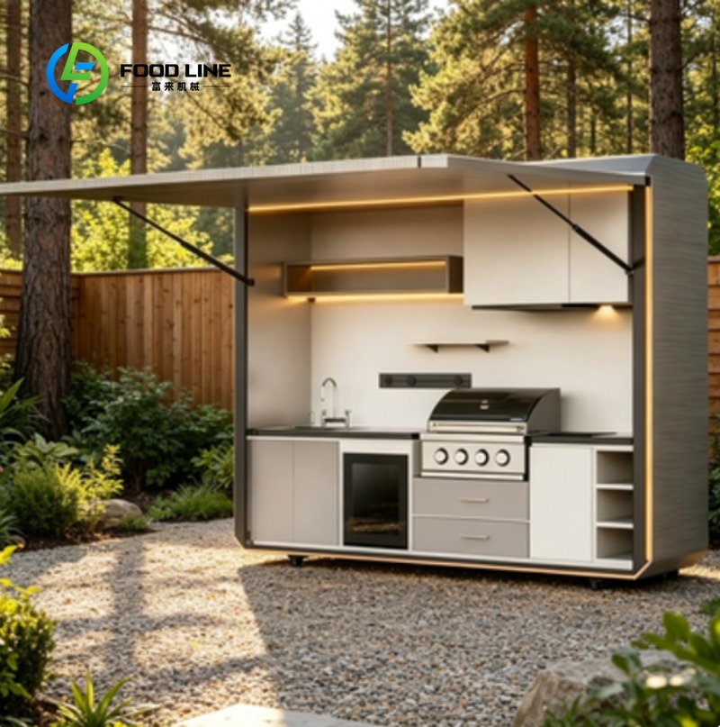 Outdoor Kitchen Power - Zonne-aangedreven stalen buitenkeuken, weerbestendige BBQ-station met