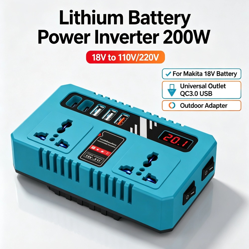 Outdoor Power Adapter Usb - Lithium Batterij Stroomomvormer 200W 18V naar