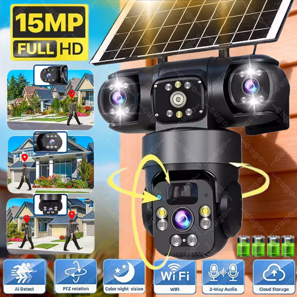 Outdoor Power Distribution Panel - V380 3-scherms 3-lens WIFI camera met