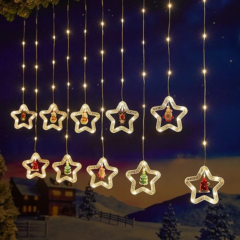 Outdoor Power For Xmas Lights - LED Sterrenlichtgordijn, USB-aangedreven, meerkleurige kerstverlichting voor