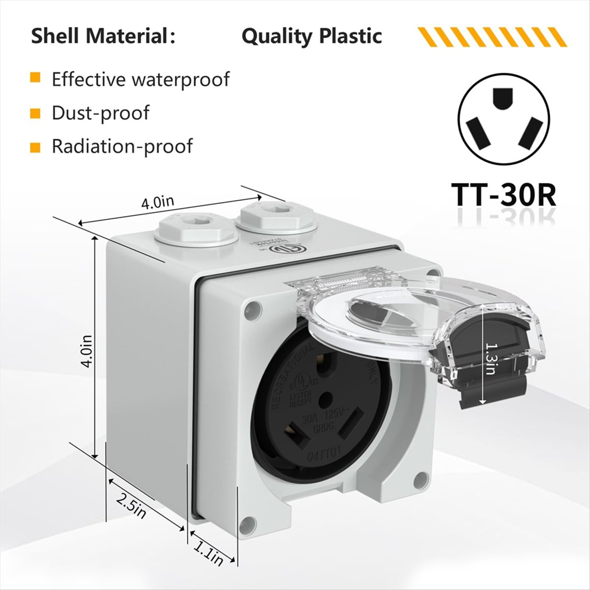 Outdoor Power Receptacle Box - HHTL 30Amp stopcontactdoos, 125 volt NEMA