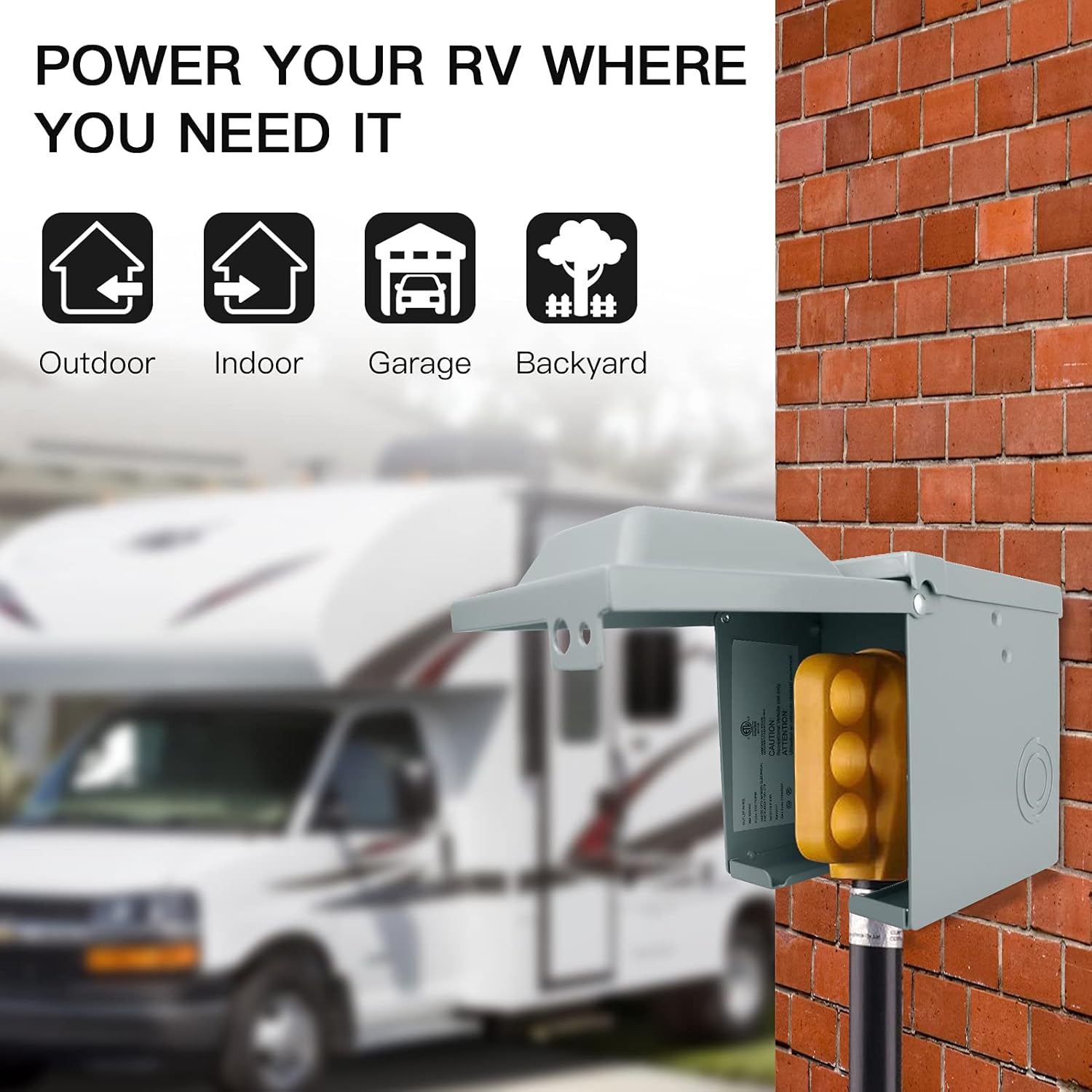 Outdoor Power Receptacle Box - 30/50 Amp 125/250 Volt RV Stopcontactdoos,